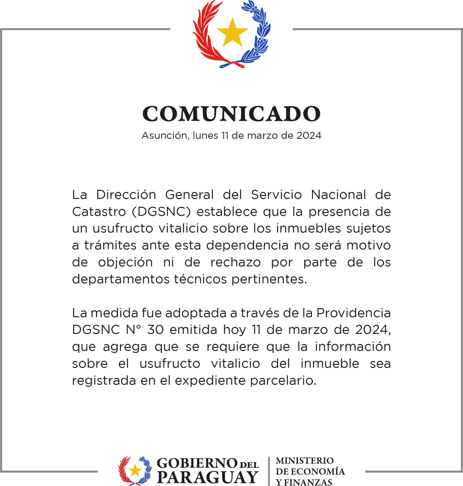 DISPOSICION INTERNA SOBRE USUFRUCTO VITALICIO